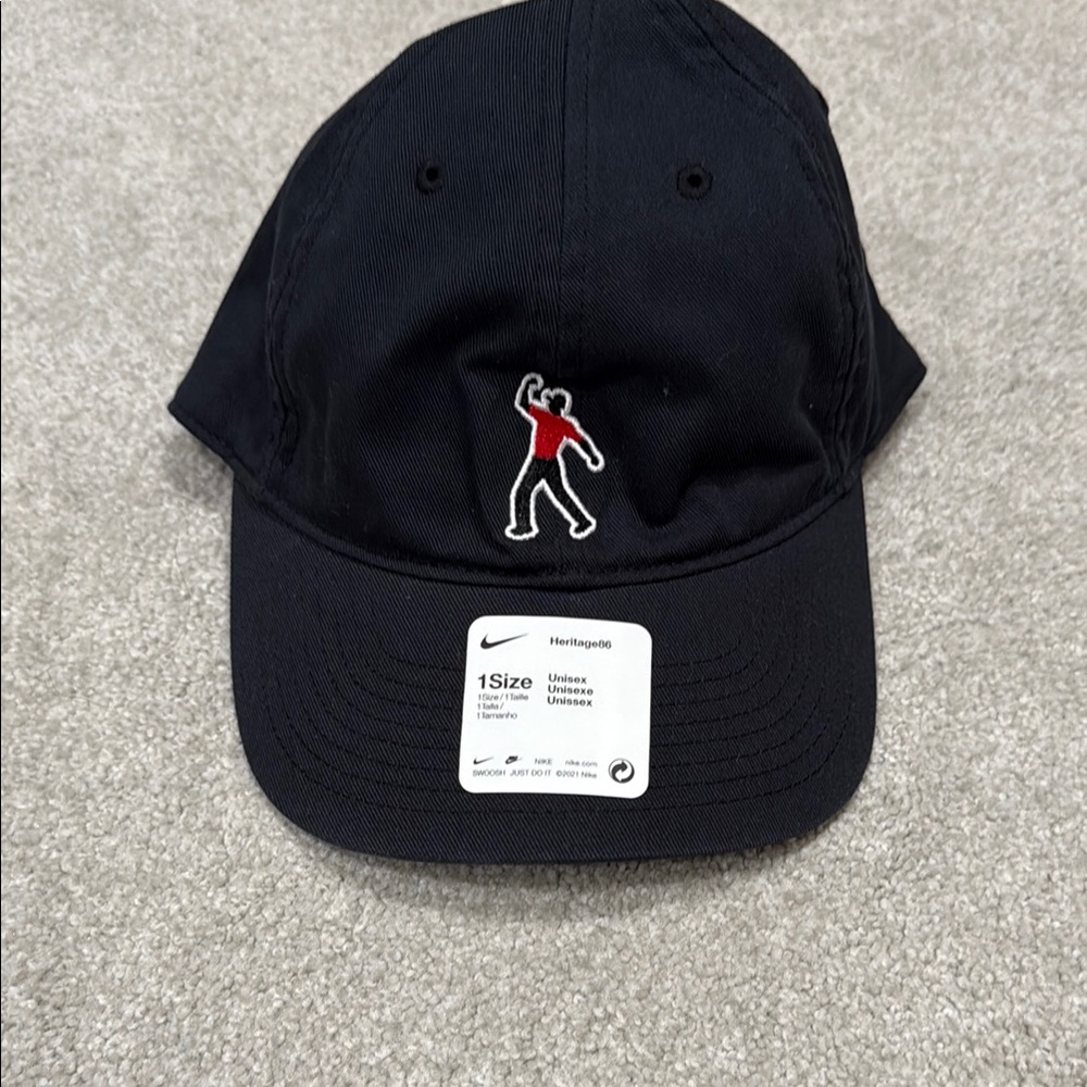 Tiger Woods Nike Heritage 86 Black and Red Hat with Embroidered Logo